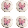 Clayre & Eef 65301 Gałka do drzwi Butterfly Pink White Ø 3x1/4 cm