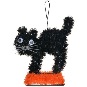 Clayre & Eef 65495 Dekoracja Cat Black Orange 13x5x14 cm