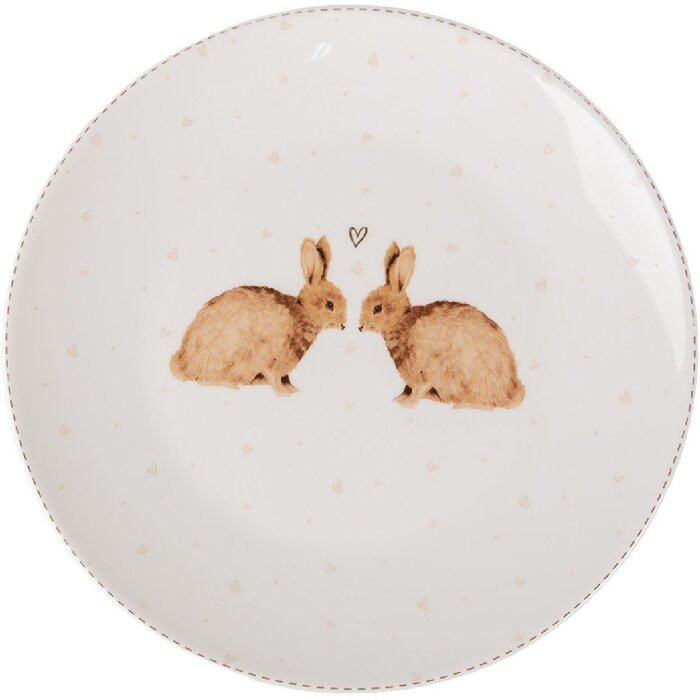 Clayre & Eef BSLCDP Mały talerz biało-brązowy Ø 20x2 cm Porcelana