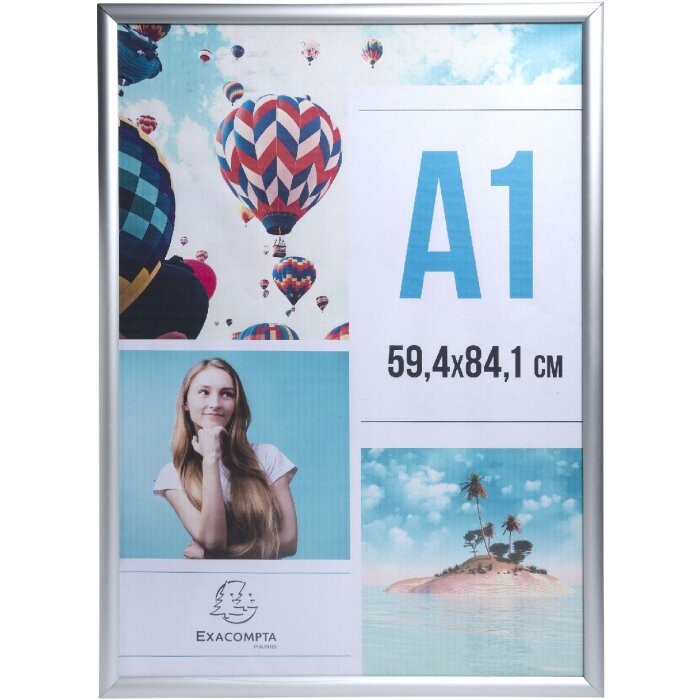 Exacompta 8194358D Ścienna rama plakatowa A1 Aluminium Exacryl srebrna