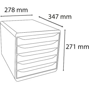 Exacompta 3097218D Szuflada Big Box Plus 5 szuflad karminowa czerwień z połyskiem