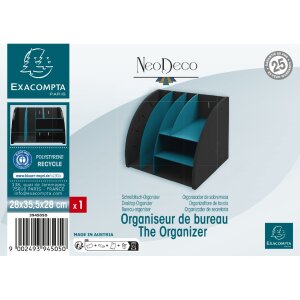 Exacompta 394505D Organizer na biurko Neo Deco czarny niebiesko-zielony