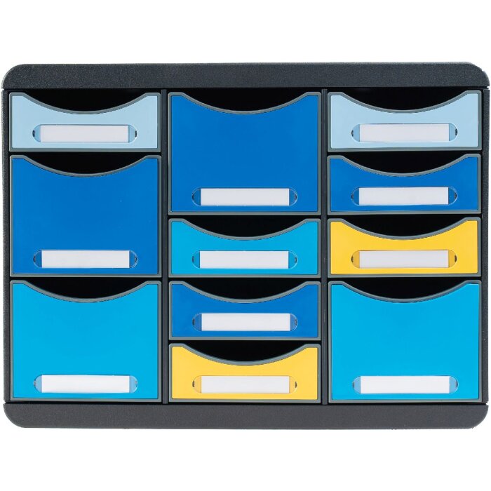 Exacompta 3137202D Pudełko z szufladami STORE BOX MULTI 11 szuflad Bee Blue Assorted