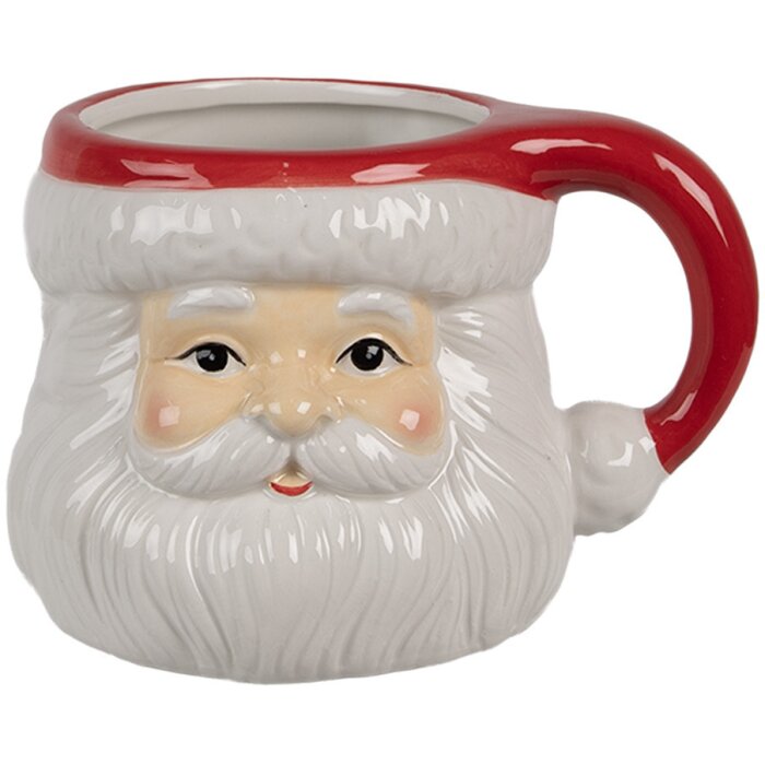 Clayre & Eef 6CEMU0154 Kubek Father Christmas White Red 400 ml 14x11x9 cm