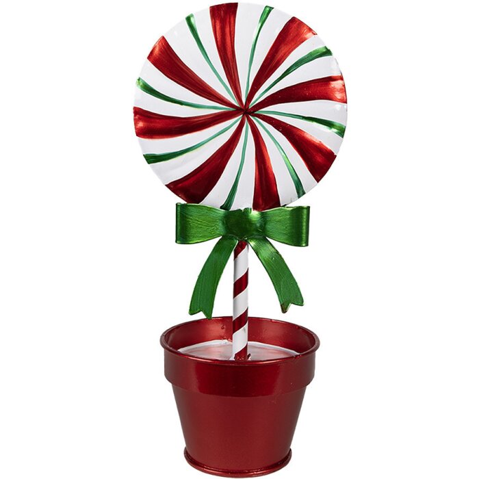 Clayre & Eef 6Y5626 Dekoracja Lollipop Red White Metal 12x9x26 cm