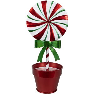 Clayre & Eef 6Y5626 Dekoracja Lollipop Red White Metal 12x9x26 cm