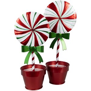 Clayre & Eef 6Y5626 Dekoracja Lollipop Red White Metal 12x9x26 cm