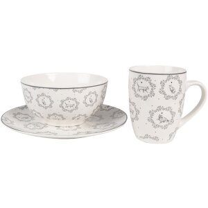 Kubek Clayre & Eef LGCMU 325 ml biało-szara porcelana w stylu wiejskim 12x8x10 cm