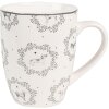 Clayre & Eef LGDMU Kubek Porcelanowy Psy Biały Szary 325 ml styl country