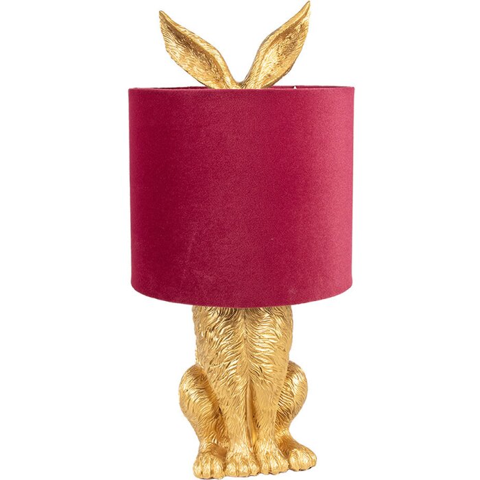 Clayre & Eef 6LMC0099GOVBU Lampa stołowa Rabbit Gold Red Ø 20x43 cm E27 60W