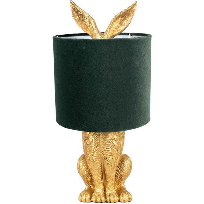 Clayre & Eef 6LMC0099GOVGR Lampa stołowa Rabbit Design Gold Green Ø 20x43 cm E27