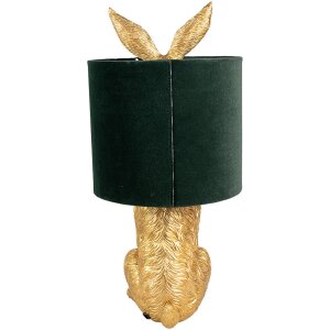 Clayre & Eef 6LMC0099GOVGR Lampa stołowa Rabbit Design Gold Green Ø 20x43 cm E27