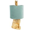 Clayre & Eef 6LMC0099GOVLGR Lampa stołowa Rabbit Gold Green Ø 20x43 cm E27 60W