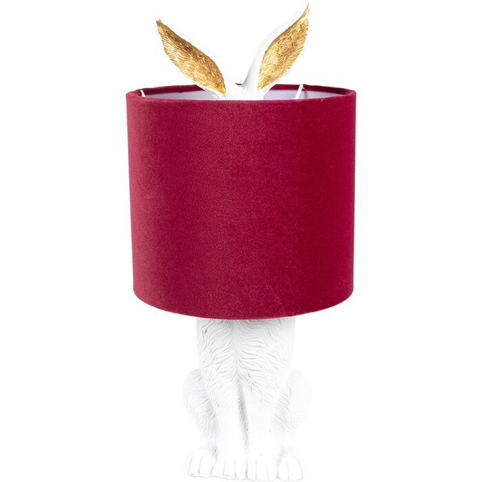 Clayre & Eef 6LMC0099WVBU Lampa stołowa Rabbit White Red Ø 20x43 cm E27 60W