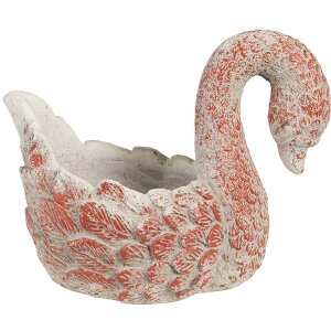 Clayre & Eef 6TE0549 Doniczka Swan Antique Look Grey Red 19x11x15 cm Stone