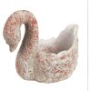 Clayre & Eef 6TE0549 Doniczka Swan Antique Look Grey Red 19x11x15 cm Stone