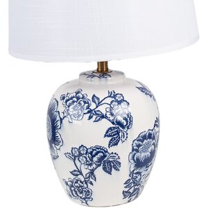 Clayre & Eef 6LMC0097 Lampa stołowa ceramiczna biała niebieska Ø 28x42 cm E27 1x60W