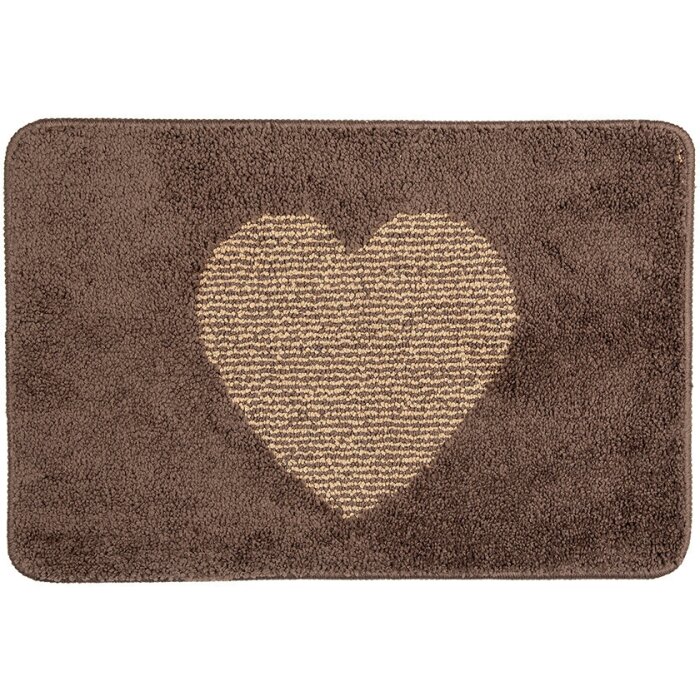 Clayre & Eef BM0007CH Mata łazienkowa Heart Brown Beige 58x38 cm