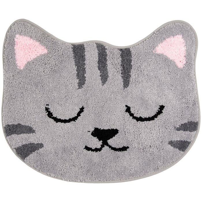 Clayre & Eef BM0012 Mata do kąpieli Cat Grey 60x50 cm