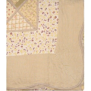 Clayre & Eef Q198.060 Narzuta na łóżko 180x250cm z poszewką na poduszkę Patchwork Beige