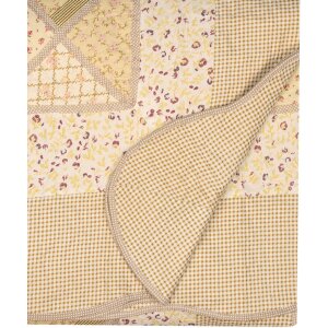 Clayre & Eef Q198.060 Narzuta na łóżko 180x250cm z poszewką na poduszkę Patchwork Beige