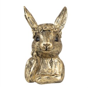 Clayre & Eef 6PR5101 Świecznik Rabbit Gold 10x8x15 cm