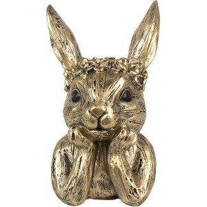 Clayre & Eef 6PR5102 Świecznik Rabbit Gold 9x8x15 cm