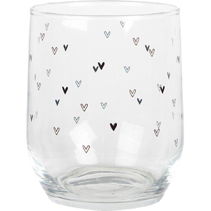 Clayre & Eef BHSGL0005 Szklanka do napojów Heart Pattern Transparent Ø 8x9 cm 300 ml