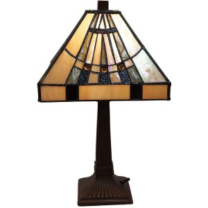 LumiLamp 5LL-5451 Lampa stołowa Tiffany Beige 23x23x38 cm...