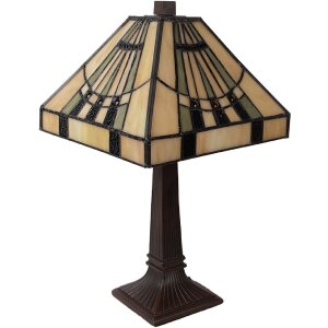 LumiLamp 5LL-5451 Lampa stołowa Tiffany Beige 23x23x38 cm E14 max 40W