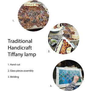 LumiLamp 5LL-5451 Lampa stołowa Tiffany Beige 23x23x38 cm E14 max 40W