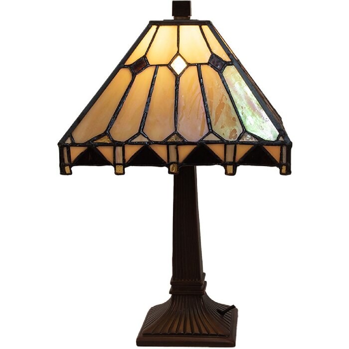 LumiLamp 5LL-5452 Lampa stołowa Tiffany Beige 23x23x38 cm E14 1x40W