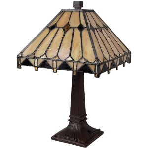 LumiLamp 5LL-5452 Lampa stołowa Tiffany Beige 23x23x38 cm E14 1x40W