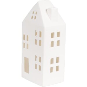 Clayre & Eef 6CE1792 Domek dekoracyjny LED Porcelana biała 7x6x15 cm