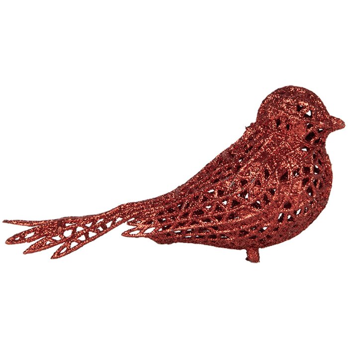 Clayre & Eef 65779 Dekoracja Bird Red 16x6x6 cm Styl wiejski