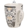 Clayre & Eef 6CEMU0165 Kubek Biały Czarny Wzór 300 ml Ceramiczny Bohemian