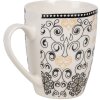 Clayre & Eef 6CEMU0165 Kubek Biały Czarny Wzór 300 ml Ceramiczny Bohemian