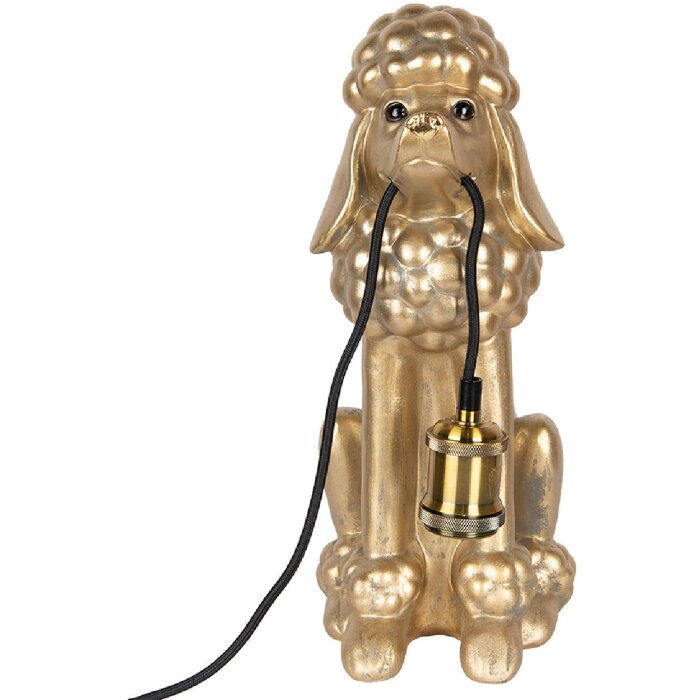 Clayre & Eef 6LMP793 Lampa stołowa Poodle Gold 27x16x38 cm E27 60W