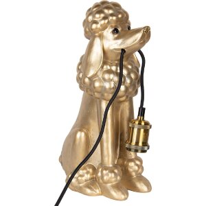 Clayre & Eef 6LMP793 Lampa stołowa Poodle Gold 27x16x38 cm E27 60W