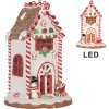 Clayre & Eef 66040 Dekoracja świąteczna LED domek czerwony biały 14x14x22 cm zasilana bateryjnie