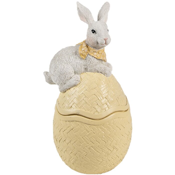 Clayre & Eef 6PR5129 Miska z pokrywką Easter Bunny on Easter Egg Yellow 11x10x20 cm