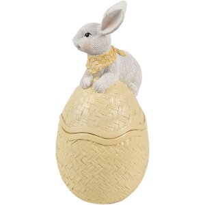 Clayre & Eef 6PR5129 Miska z pokrywką Easter Bunny on Easter Egg Yellow 11x10x20 cm