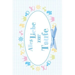 Art Level Card Embossing-Baptism-Blue-Bow