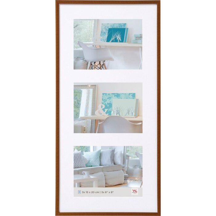 Walther Gallery Frame New Lifestyle 3 zdjęcia 15x20 cm brąz (28x59,3 cm)