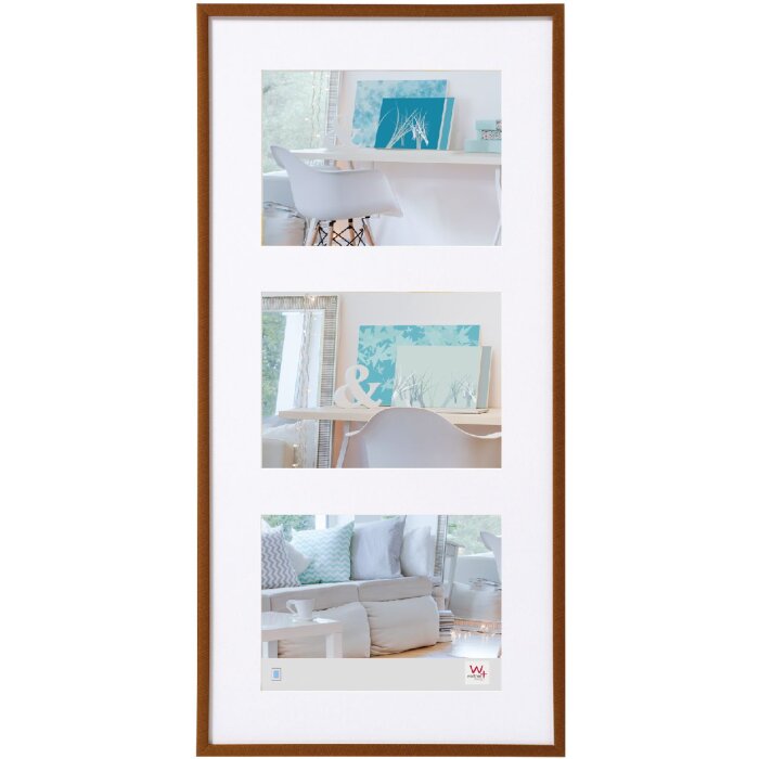 Walther Gallery Frame New Lifestyle 3 zdjęcia 13x18 brąz (26x52 cm)