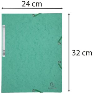 Teczka z 3 klapkami i gumką Tektura Manila 400g-m2 - A4 Zielona