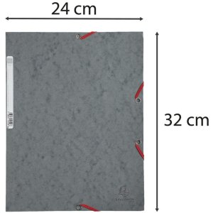 Teczka z 3 klapkami i gumką Tektura Manila 400g-m2 - A4 Szara