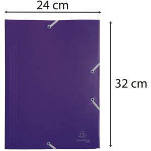 Teczka z 3 klapkami i gumką wykonana z PP 400µ Eco opaque, dla rozmiaru DIN A4 Violet