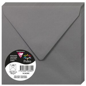 Koperta Pyłek kwiatowy 20 sztuk ciemnoszary 140x140 mm 120g